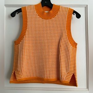 Club Monaco Orange White Checkered Two Tone Waffle Tank Top Size XS vest